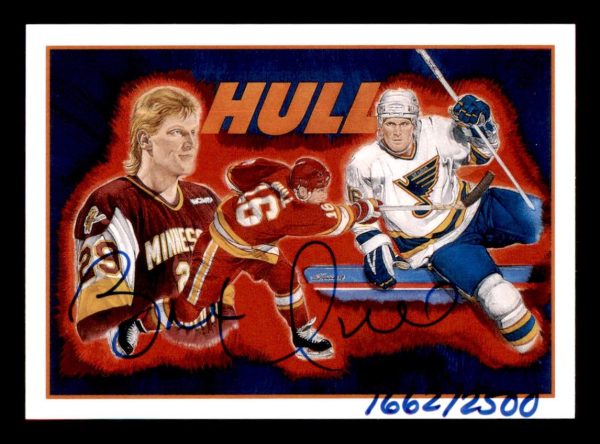 Brett Hull Blues UD 1991-92 Hockey Heroes Signed Card #9/9 1662/2500