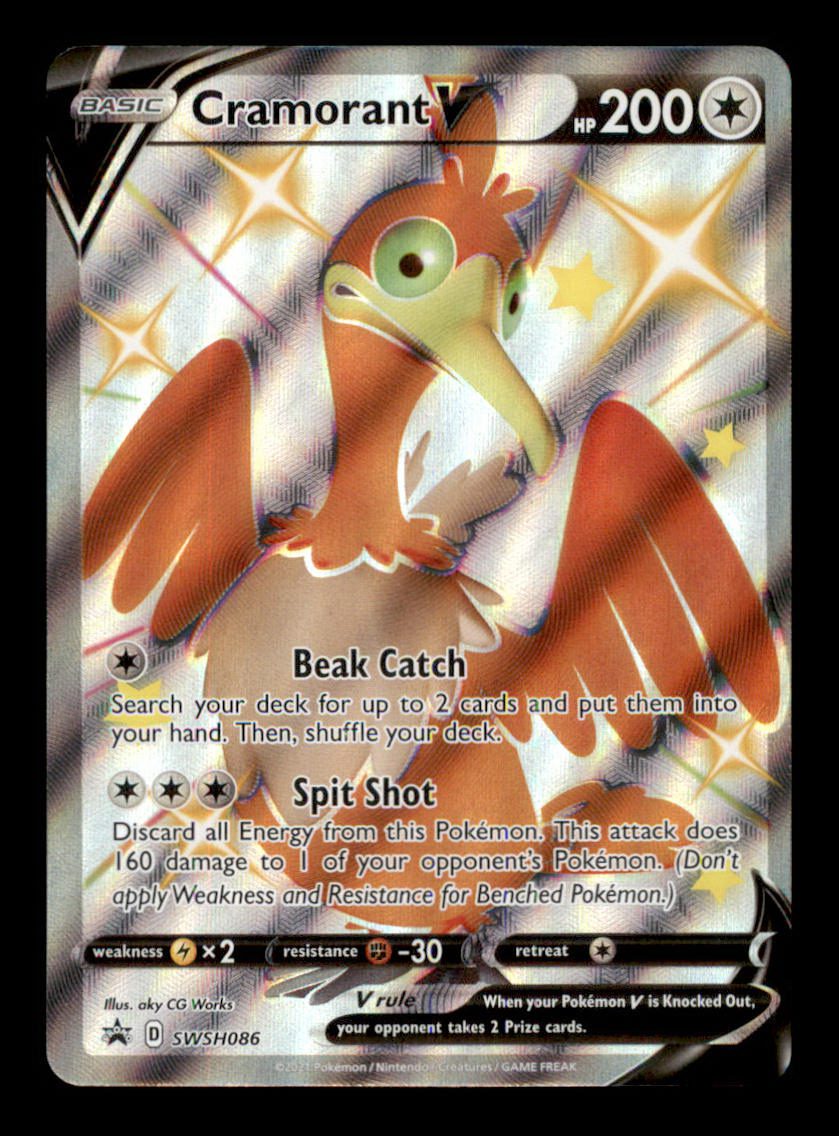 Pokemon Cramorant V SWSH086 Black Star Promo Full Art Holo