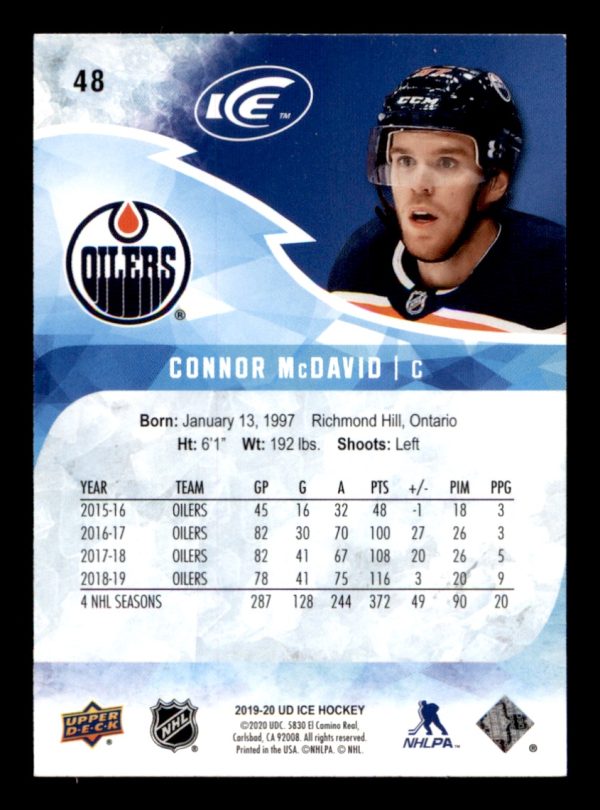 Connor McDavid Oilers 2019-20 Upper Deck Ice #48