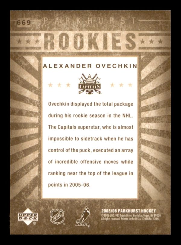 Alexander Ovechkin Capitals UD 2005-06 Parkhurst Rookies Card#669