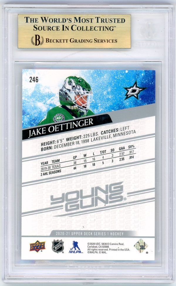 Jake Oettinger 2020-21 Upper Deck Young Guns RC #246 BGS 9.5