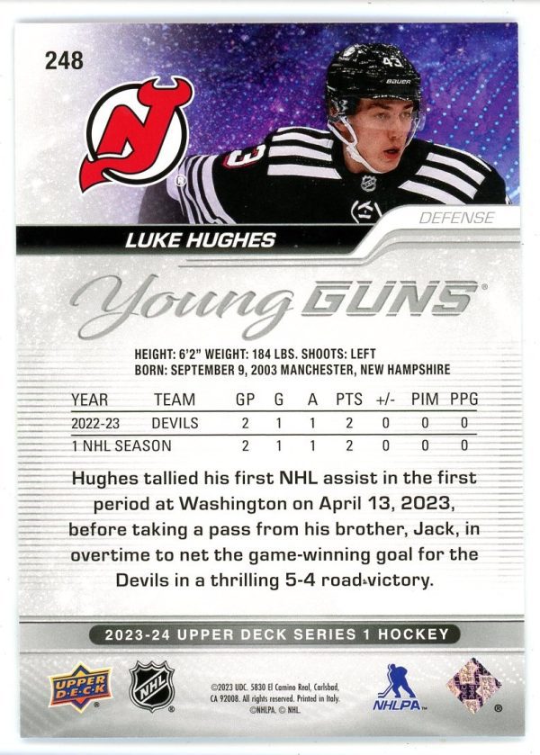 Luke Hughes 2023-24 Upper Deck Young Guns RC #248