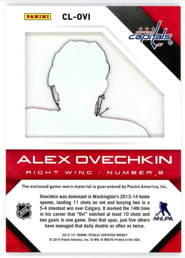 Alex Ovechkin 2013-14 Panini Totally Certified Clear Cloth 24/50 #CL-OVI