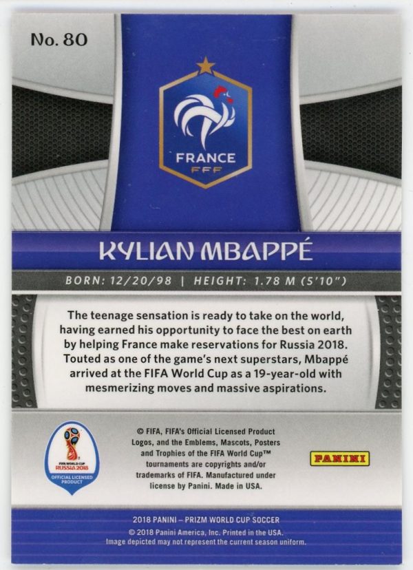 Kylian Mbappe 2018 Panini Prizm World Cup Rookie Card #80