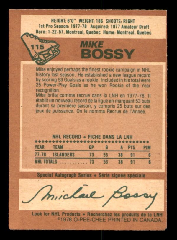 Mike Bossy New York Islanders OPC 1978-79 Card #115