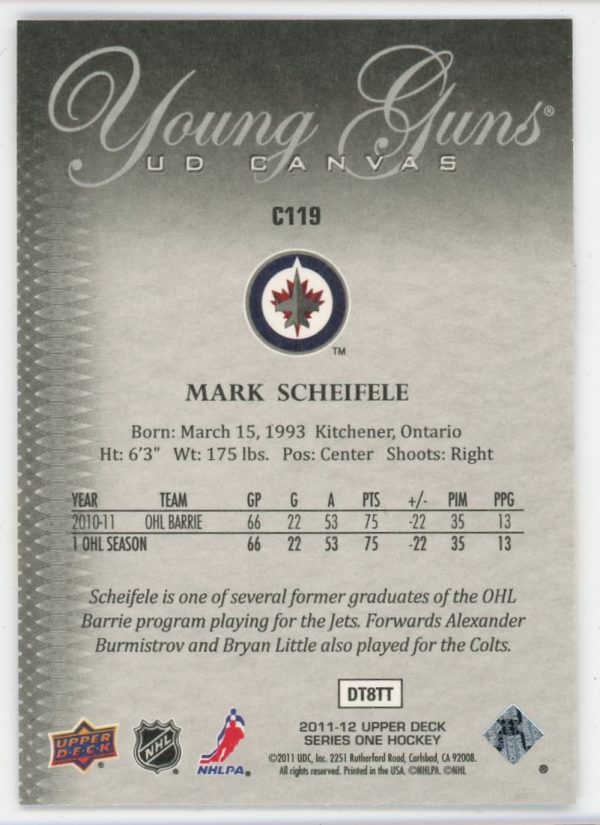 Mark Scheifele 2011-12 Upper Deck Young Guns Canvas RC #C119