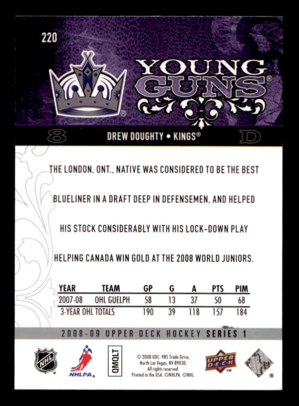 Drew Doughty Kings 2008-09 UD Young Guns Card#220