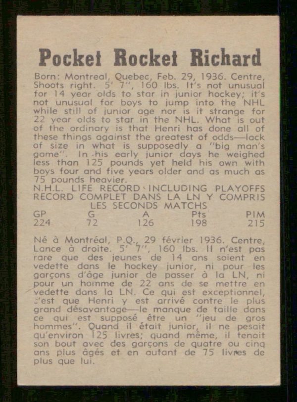 Henri Richard Montreal Canadiens OPC Card #2