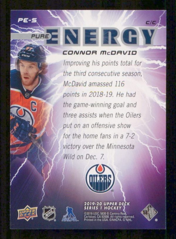 Connor McDavid Edmonton Oilers UD Energy 2019-20 Card #PE-5