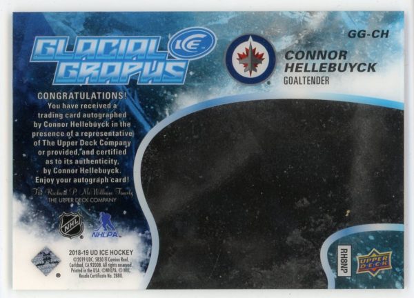 Connor Hellebuyck 2018-19 UD ICE Glacial Graphs Gold 19/50 #GG-CH
