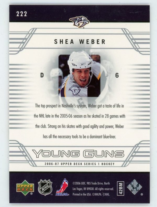 Shea Weber 2006-07 Upper Deck Young Guns Rookie Card #222