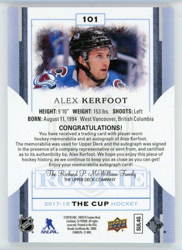 Alex Kerfoot 2017-18 Upper Deck The Cup RPA 245/249 #101