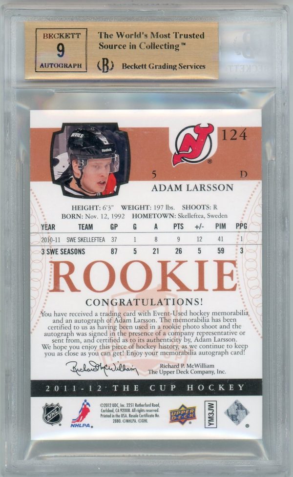 Adam Larsson 2011-12 Upper Deck The Cup RPA 112/249 #124 BGS 9.5