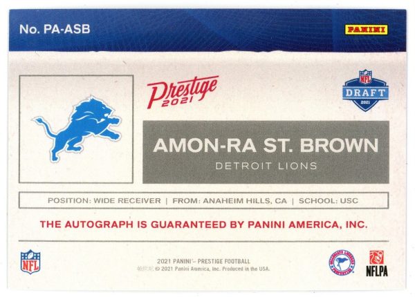 Amon-Ra St. Brown 2021 Panini Presitige Passport Signatures #PA-ASB