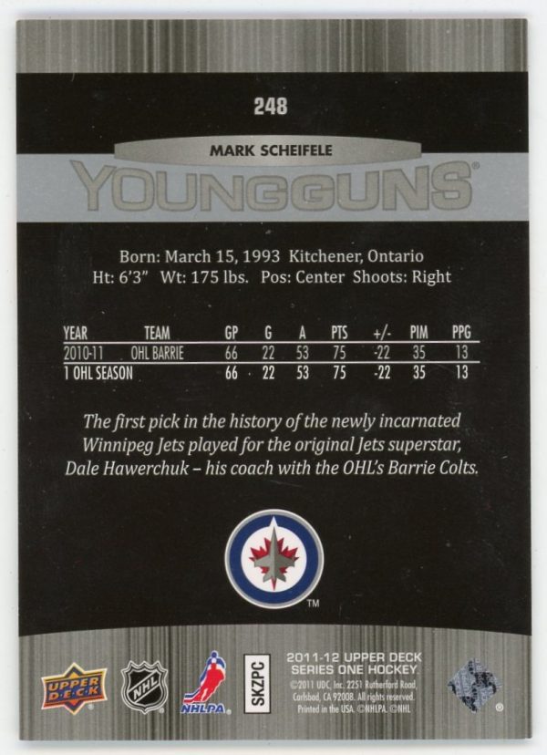 Mark Scheifele 2011-12 Upper Deck Young Guns Rookie Card #248