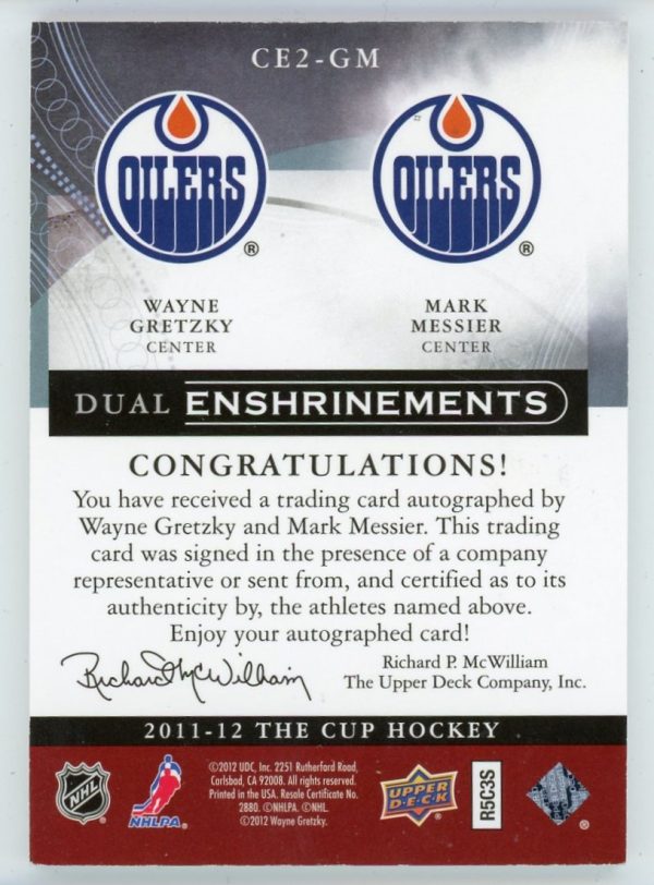 Gretzky/Messier 2011-12 Upper Deck The Cup Dual Enshrinements Auto 14/25 #CE2-GM