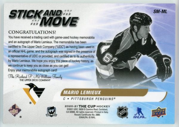 Mario Lemieux 2020-21 UD The Cup Stick And Move Auto 1/5 #SM-ML