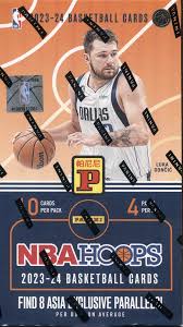 2023-24 Panini Hoops Basketball Tmall Asia Exclusive Box 2023-24 Hoops Basketball kicks off the new NBA season with your chance to collect the first rookie cards of the 2023 NBA Draft in their NBA jerseys! Find 8 Base, Base Rookies, or Base Hoops Tribute Asia-Exclusive Parallels in each box which includes Hyper Blue, Hyper Red (#'d/99), Hyper Green (#'d/25), and Hyper Gold (#'d/10)! Find 12 Inserts per box and search for Zero Gravity, City Edition and Hoopla! Also search for the new inserts, Attack the Rack and Sheesh! All parallels come in Hyper Red (#'d/99), Hyper Green (#'d/25), or Hyper Gold (#'d/10), all exclusive to Hoops Asia! Search for randomly inserted autographs of rookies, veterans, or retired players in Hot Signatures, Hot Signatures Rookies, Hoops Ink, or Rookie Ink all in an Asia-Exclusive Hyper Gold parallel!