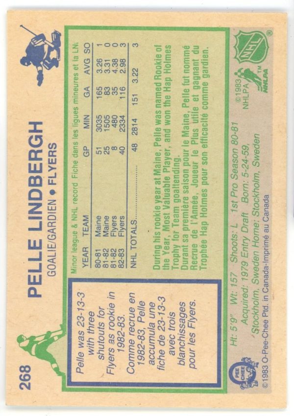 Pelle Lindbergh 1983-84 O-Pee-Chee Rookie Card #268