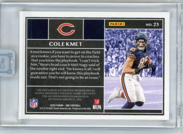 Cole Kmet Bears Panini One 2020 Autographed Card #23 97/99