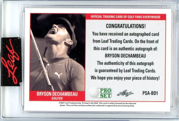 Bryson Dechambeau Leaf 2021 Pro Set Rookie Autographed Card #PSA-BD1 28/35