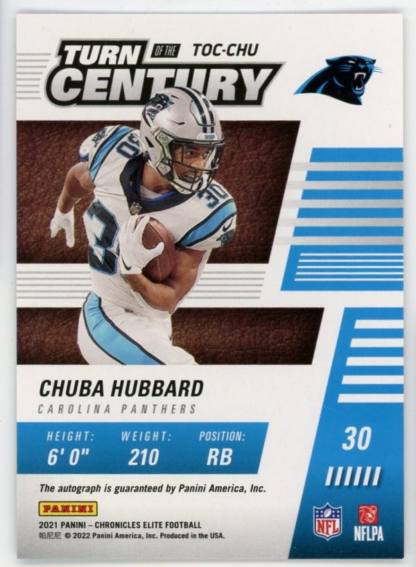 Chuba Hubbard 2021 Panini Chronicles Elite Football Turn Of The Century Rookie Auto /25