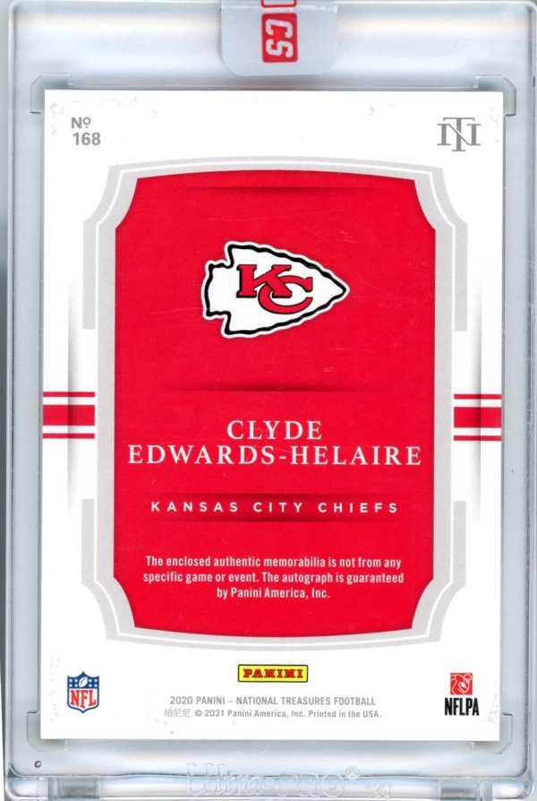 Clyde Edwards-Helaire Chiefs 2020 National Treasures RPA Rookie Patch Auto /99 Card #168