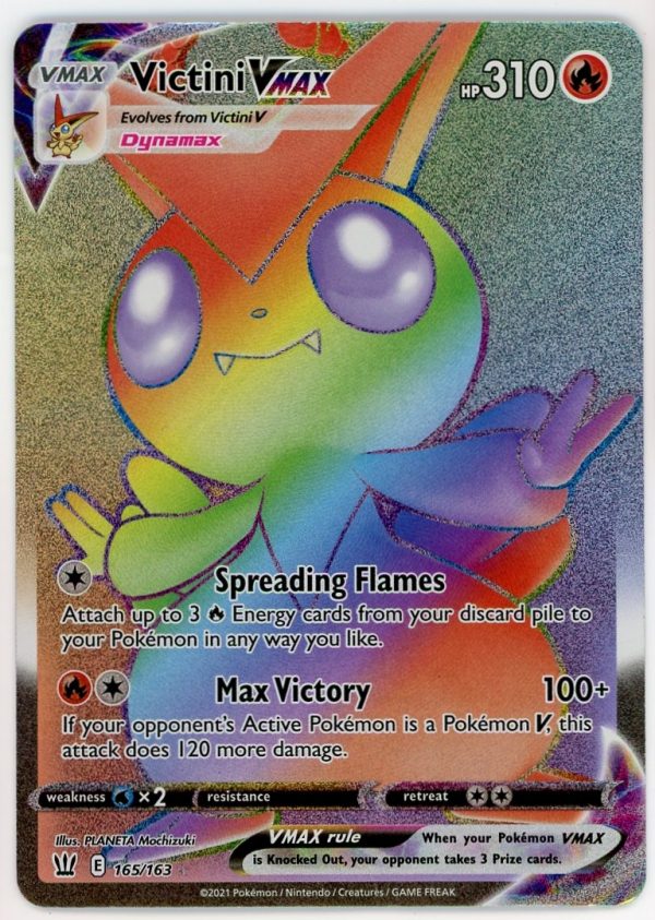 Pokemon Victini VMAX 165/163 Battle Styles Rainbow Secret Rare