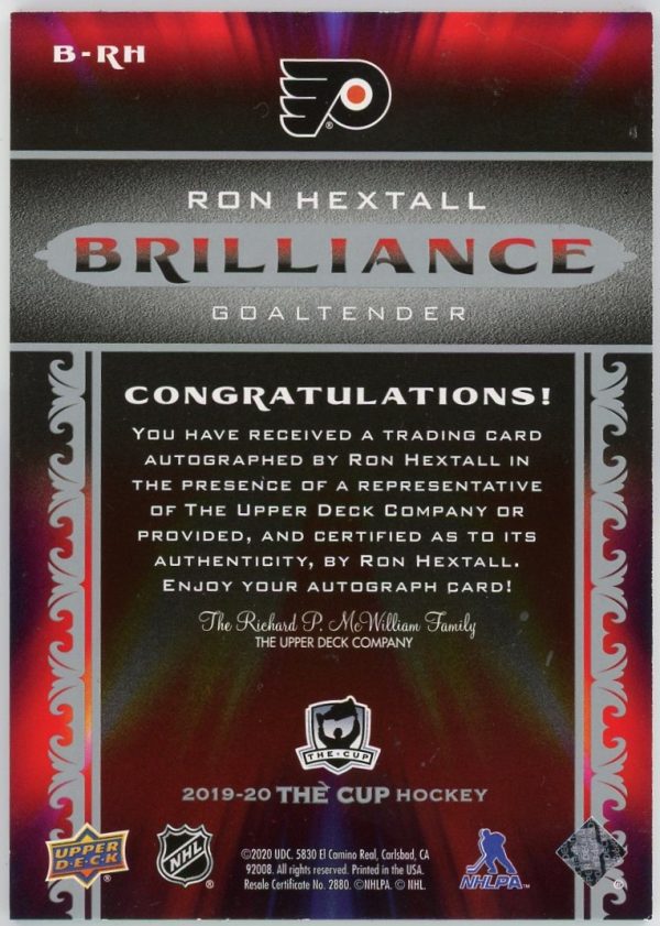 Ron Hextall 2019-20 Upper Deck The Cup Brilliance Auto #B-RH