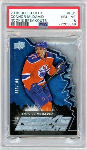 Connor McDavid 2015-16 UD Rookie Breakouts /100 #RB1 PSA 8