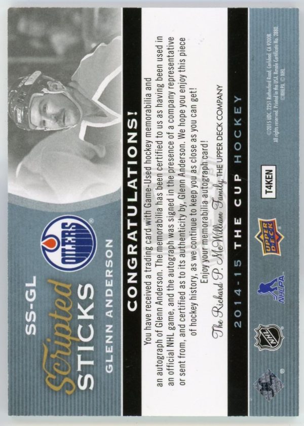 Glenn Anderson 2014-15 Upper Deck The Cup Scripted Swatches /35 #SS-GL