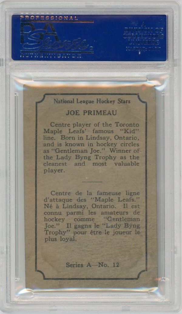 Joe Primeau Leafs OPC 1933-34 Series A Card #12