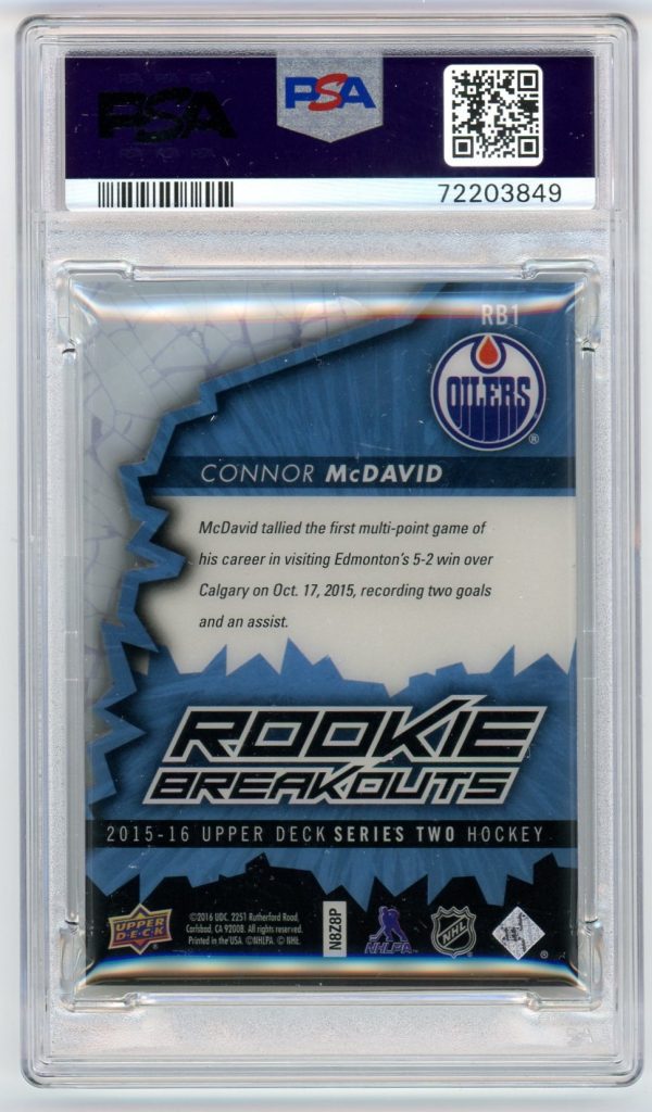 Connor McDavid 2015-16 UD Rookie Breakouts /100 #RB1 PSA 8