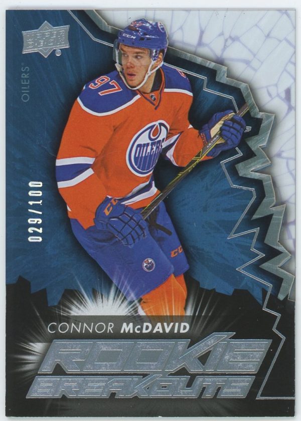 Connor McDavid Oilers UD 2015-16 Rookie Breakouts Card#RB1 029/100