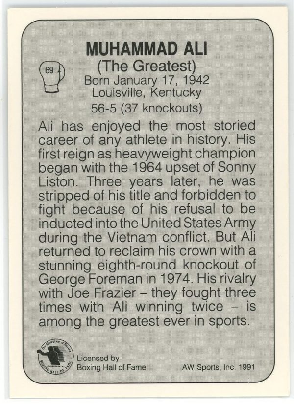 Muhammad Ali 1991 All World Boxing Gold Foil Card #69