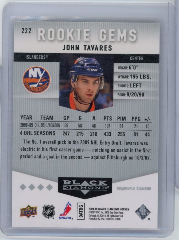 John Tavares Islanders UD 2009-10 Black Diamond Rookie Card#222