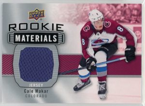 Cale Makar Avalanche 2019-20 UD Rookie Materials Patch Rookie Card #RM-CM