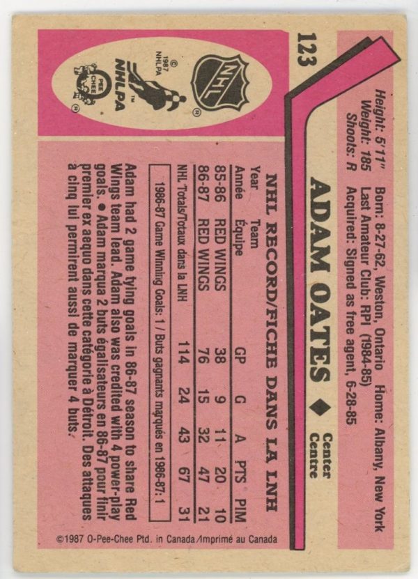 Adam Oates 1987-88 O-Pee-Chee Rookie Card #123
