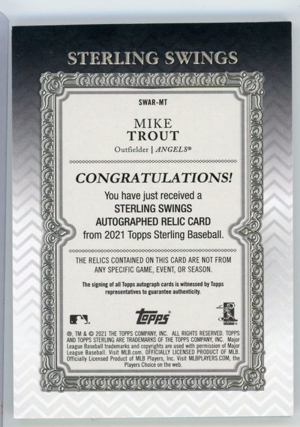 Mike Trout Angels Topps 2021 Autographed Card #5/5