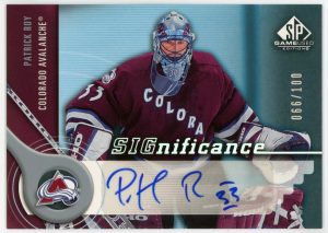 2005-06 Patrick Roy Avalanche UD SP Game Used Significance /100 Auto Card #S-PR