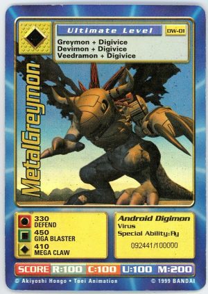 1999 Digimon Metal Greyman Ultimtae Level Holo Promo DW-01