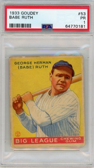 Babe Ruth Yankees 1933 Goudey Card #53 PSA 1 *Beautiful EYE APPEAL!*