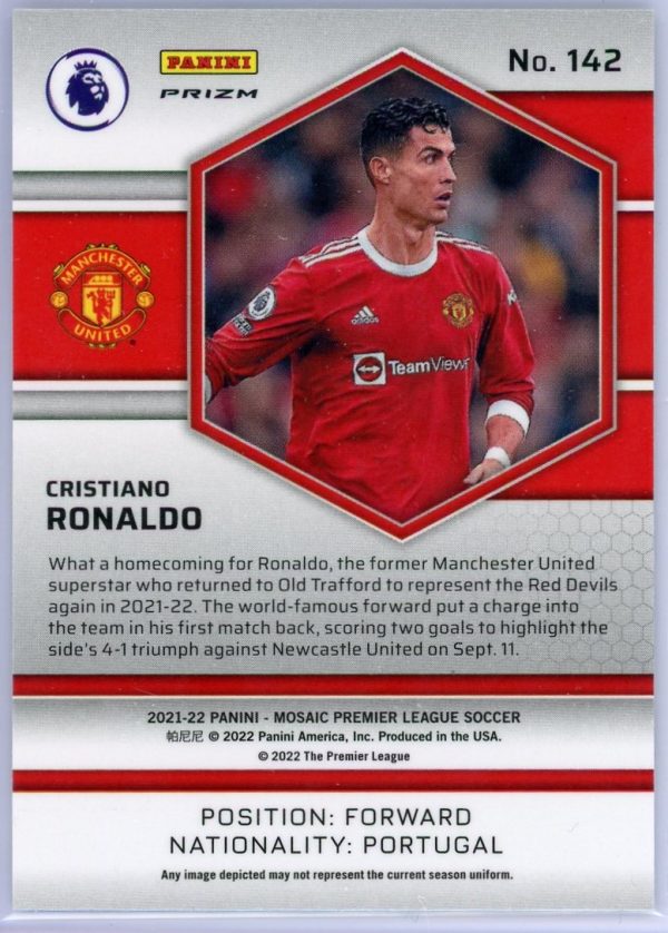 Cristiano Ronaldo Manchester United 2021-22 Mosaic Gold Reactive Card #142