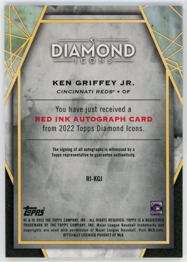 Ken Griffey Jr. 2022 Topps Diamond Icons Red Ink Autograph /25 RI-KGI