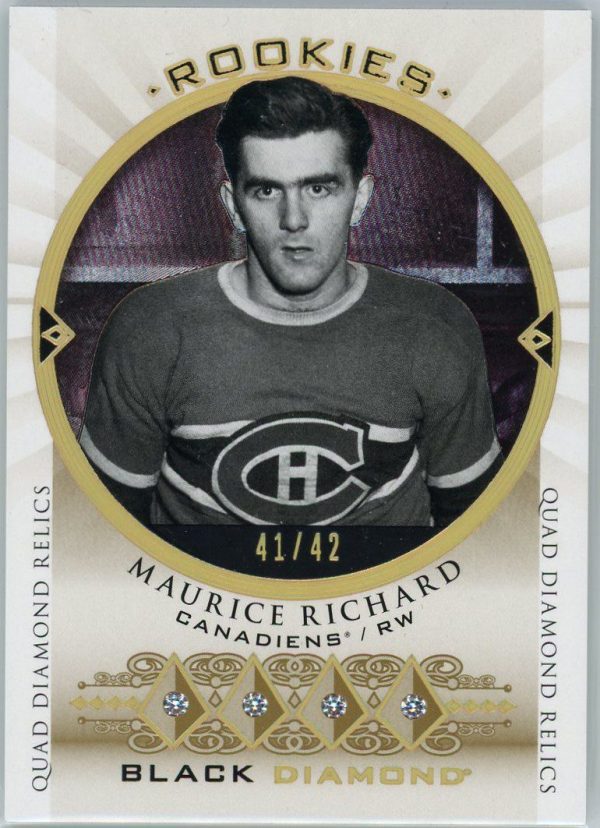 Maurice Richard Canadiens 2017-18 Black Diamond Quad Diamond Relic /42 Card #BDRR-MR