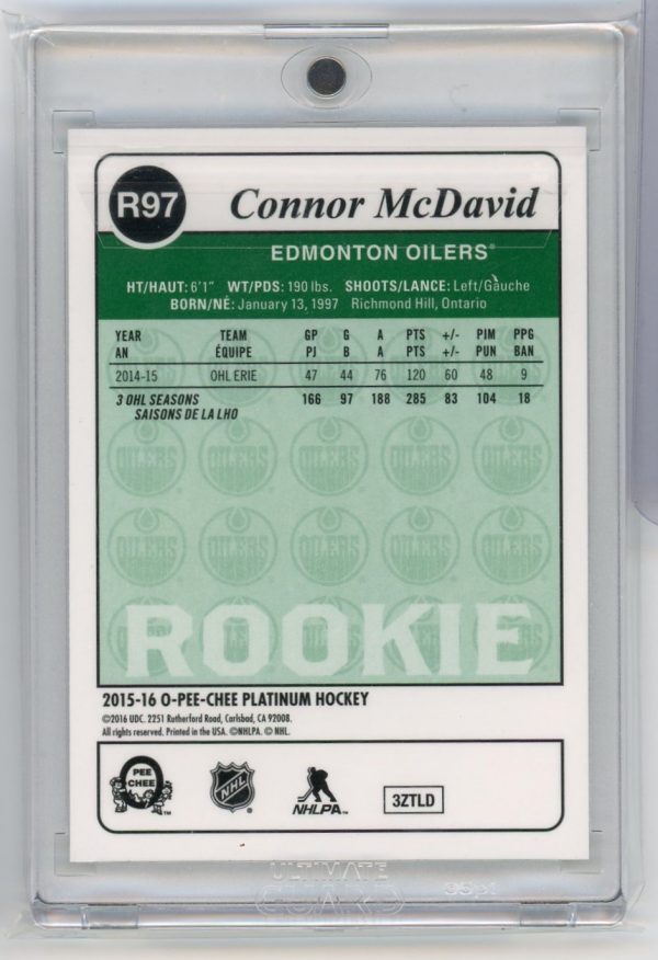Connor McDavid Oilers OPC 2015-16 Rookie Card #R97