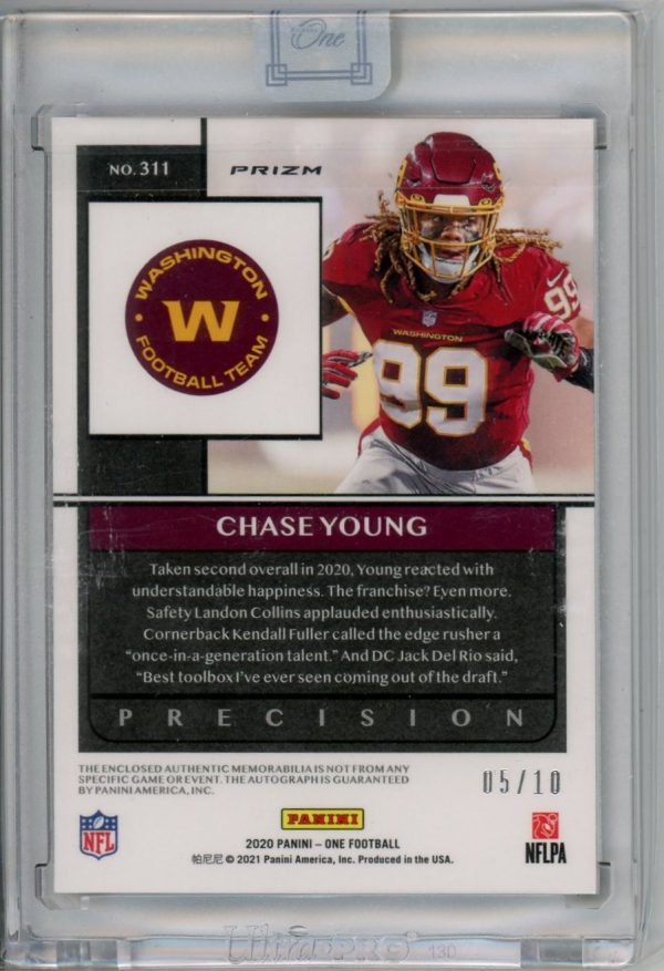 Chase Young football team Panini One 2020 Autographed Card #311 05/10