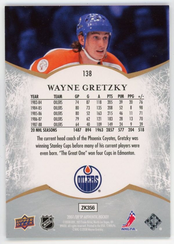 Wayne Gretzky 2007-08 UD SP Authentic SP Notables /1999 #138