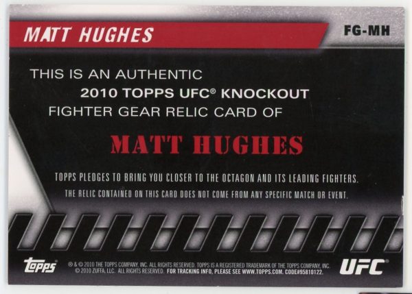 Matt Hughes 2010 Topps UFC Knockout Fight Gear Relics Card #FG-MH