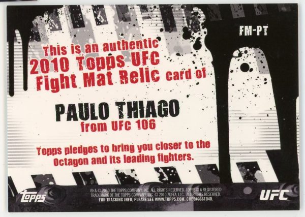 Paulo Thiago 2010 Topps UFC Fight Mat Relic Card #FM-PT